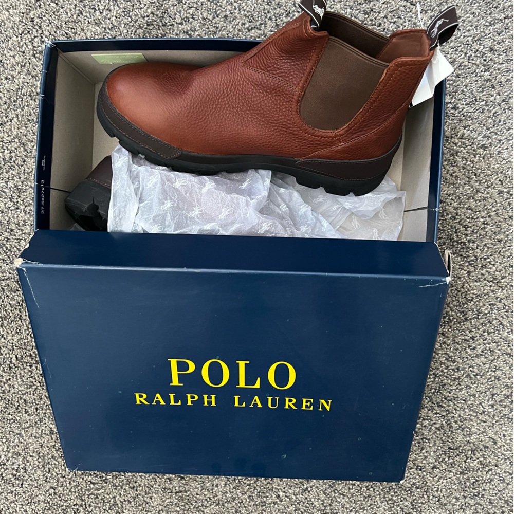 Polo by Ralph Lauren Men's Tan Leather Chelsea Boots
